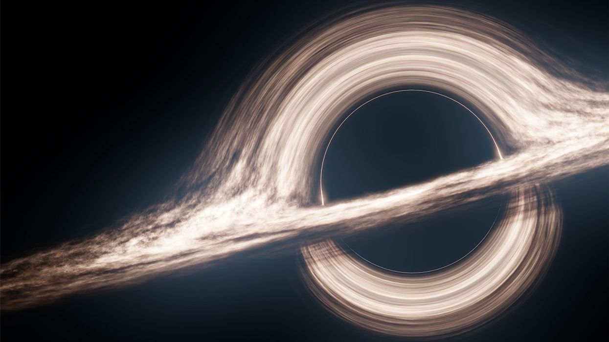 A computer rendering of a black hole.