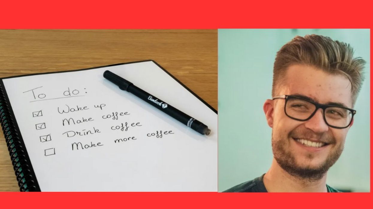 A man looks at his to do list