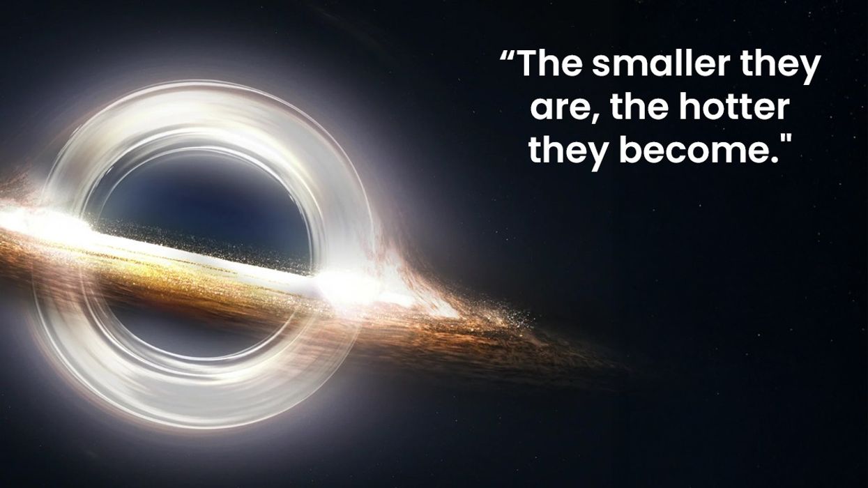 A rendering of a black hole and its event horizon.