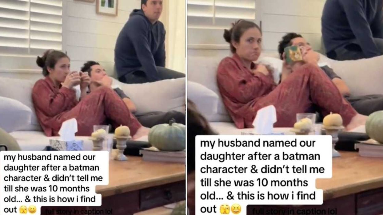 A screenshot from TikTok showing a woman reacting in surprise.