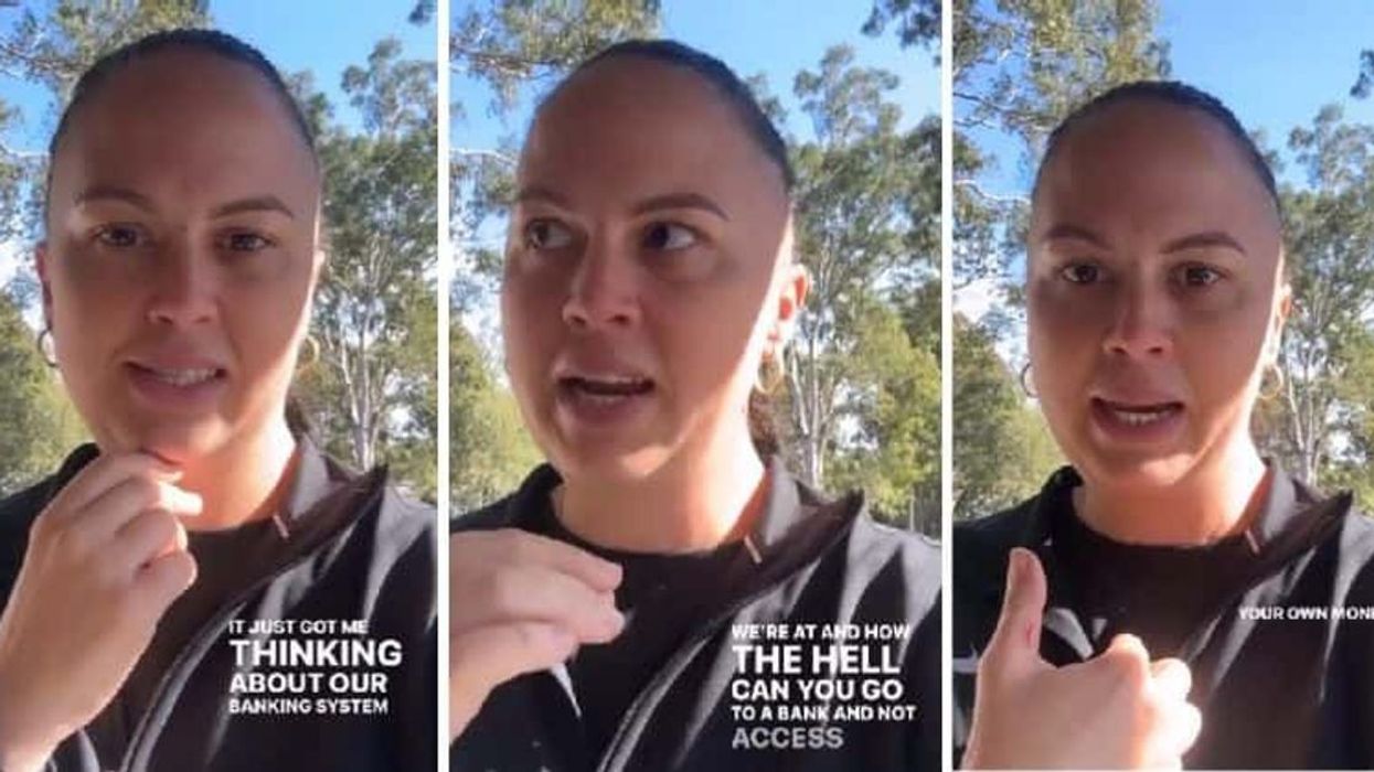 A screenshot of Taryn Compton speaking in her TikTok video about her frustrating bank experience.