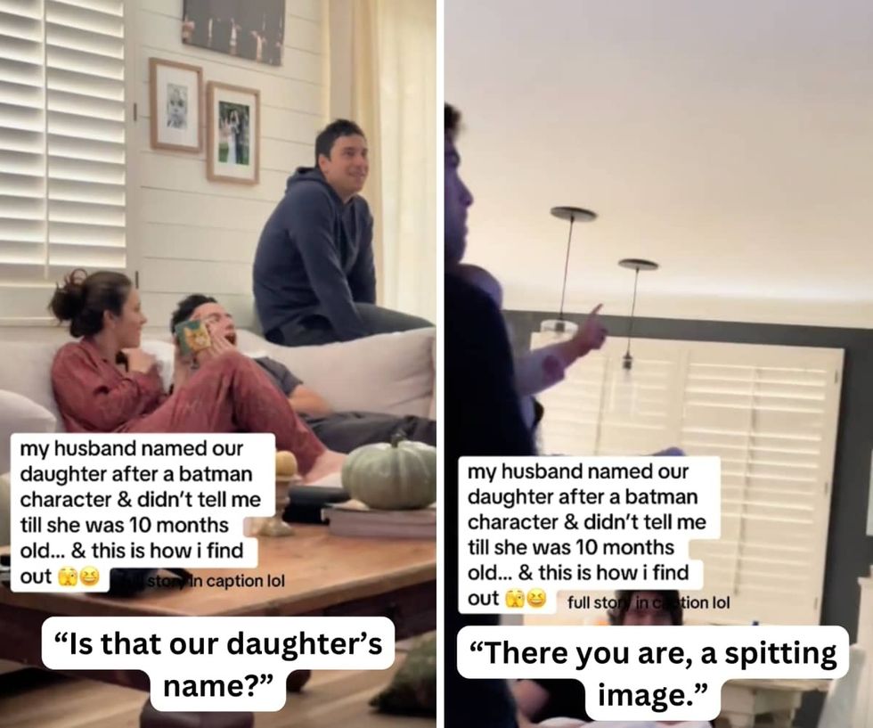 A TikTok screenshot featuring a woman in mid-reaction.