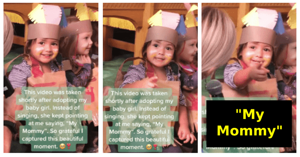 Amaris spots her adoptive mother in the crowd.