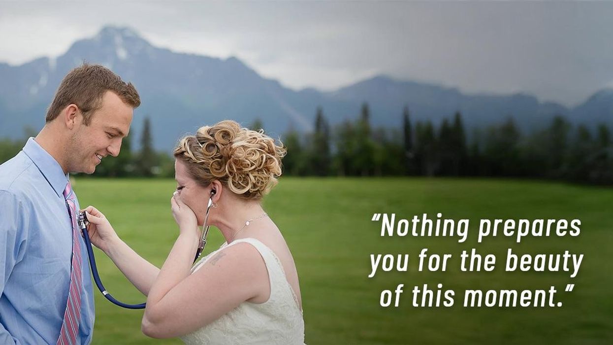 Bride honors late son with an empty seat at her wedding. She broke down when the man he saved walked in.