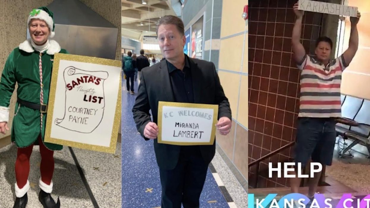 Dad makes a new, embarrassing sign every time he meets his daughter at the airport