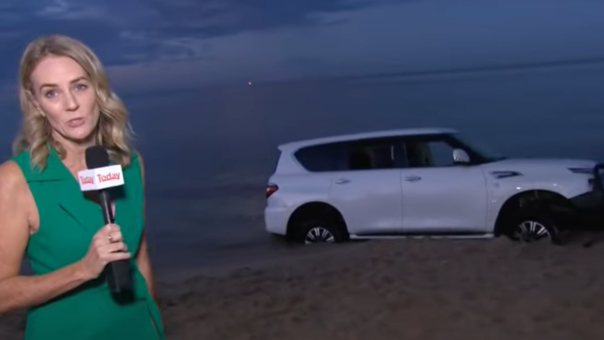Man gets rental SUV stuck on a beach. His explanation made for the funniest TV interview ever.