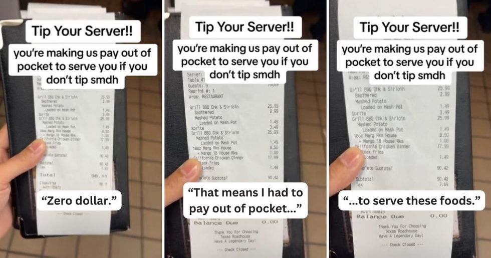 Images of a zero tip reciept posted to Reddit.