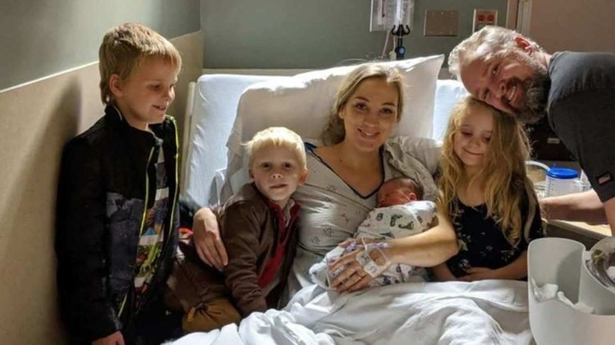 Kathleen Thorson, her husband, and four children in the hospital.