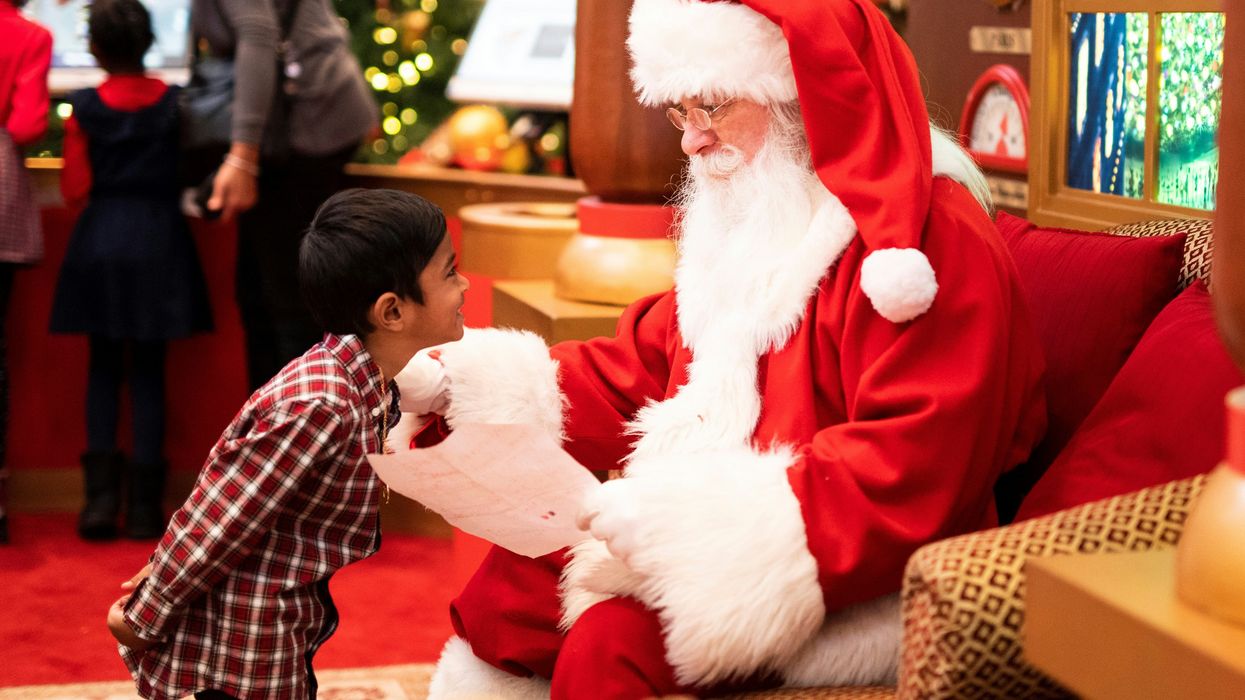 santa, santa claus, kid with santa