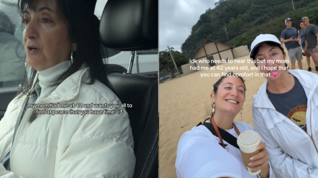 screenshot of woman in car; two women taking a selfie