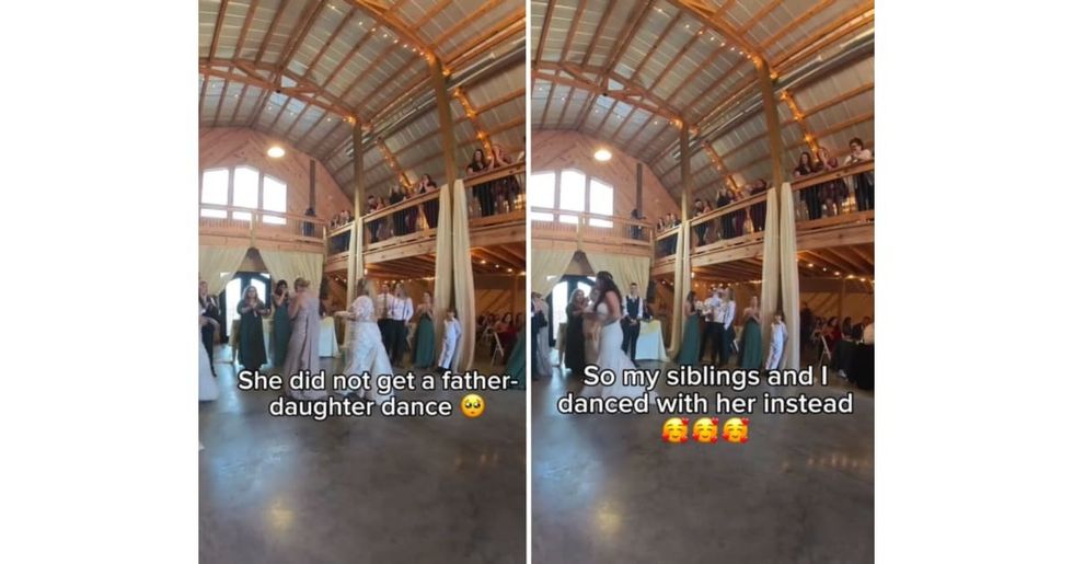 Screenshots from a TikTok video from a wedding.