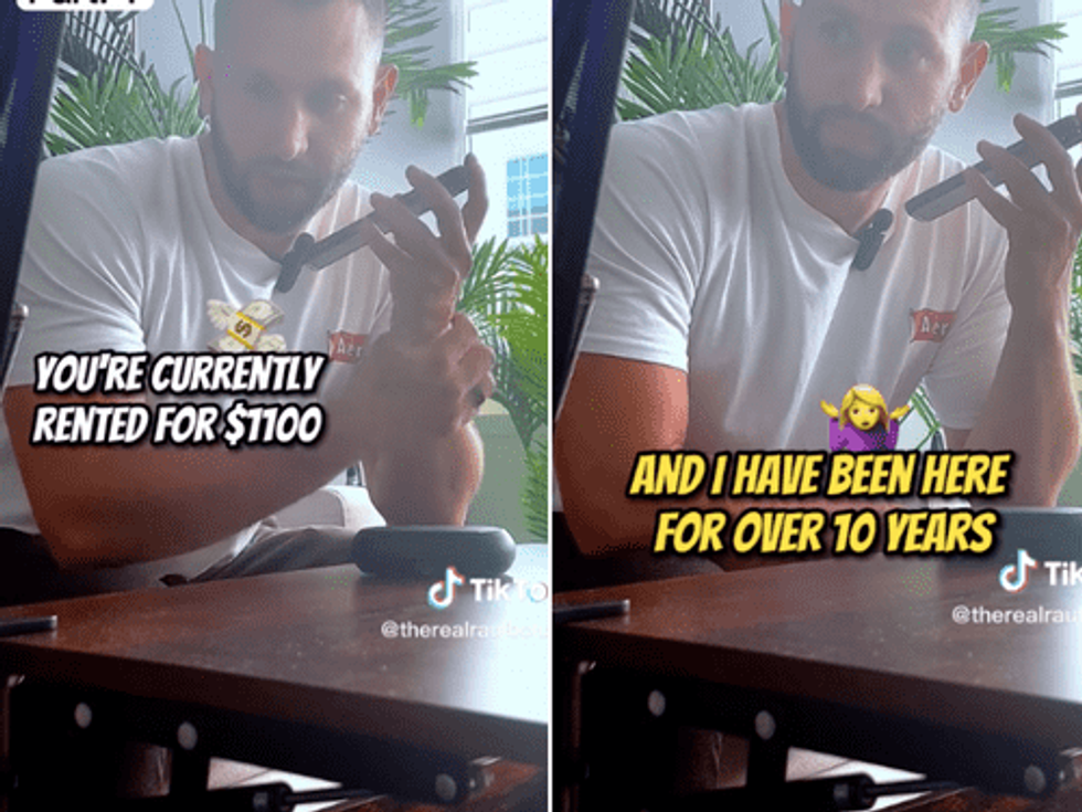 TikTok video of landlord explaining rent increase.