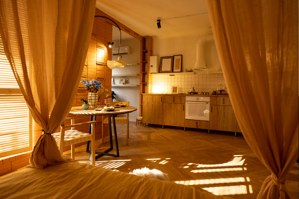 Warm-hued room