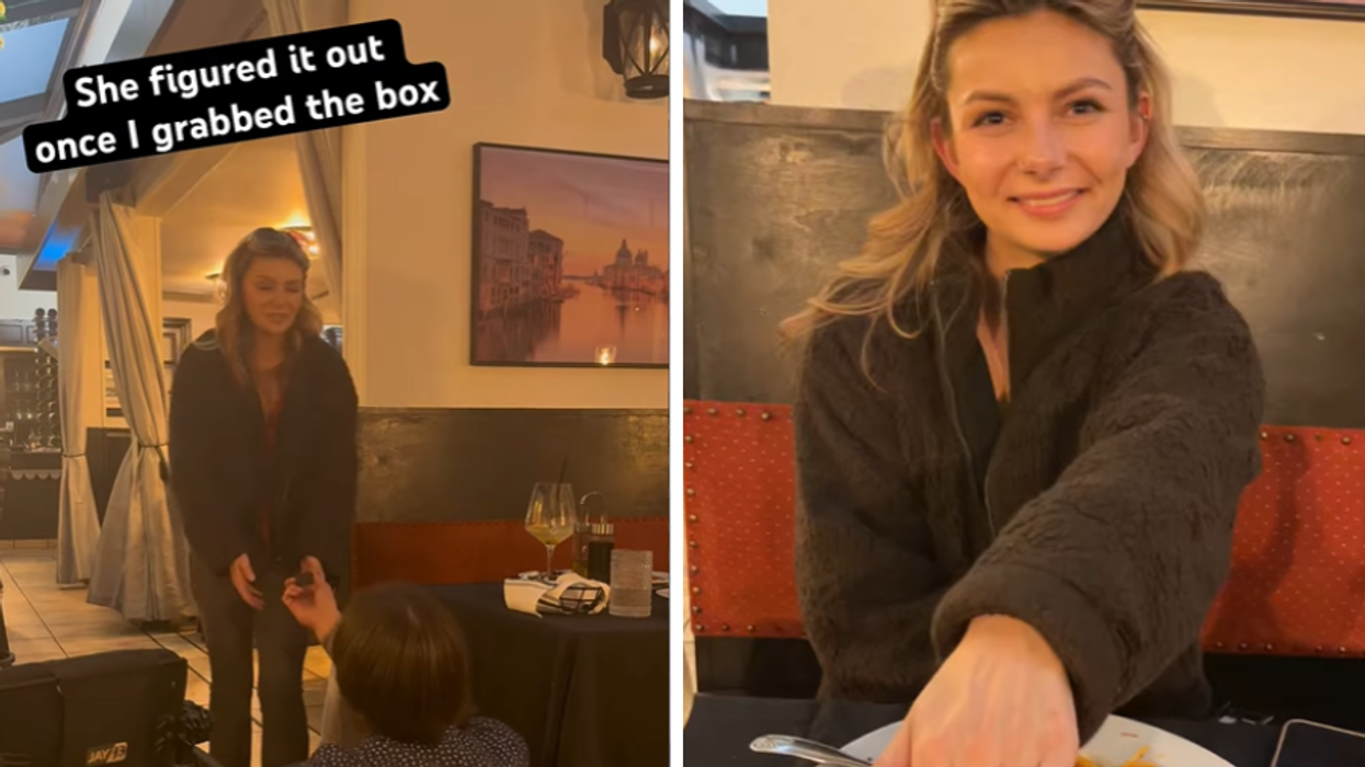 woman getting proposed to; woman showing off her engagement ring